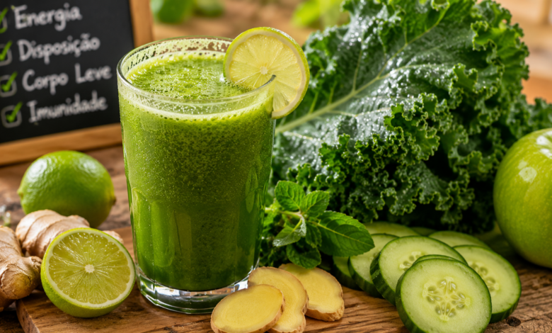 Suco Detox Verde com Couve e Gengibre que Não Amarga e Dá Energia de Manhã receita