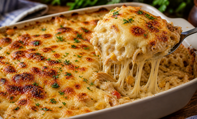 Arroz de Forno Cremoso com Frango e Queijo Gratinado que Impressiona receita