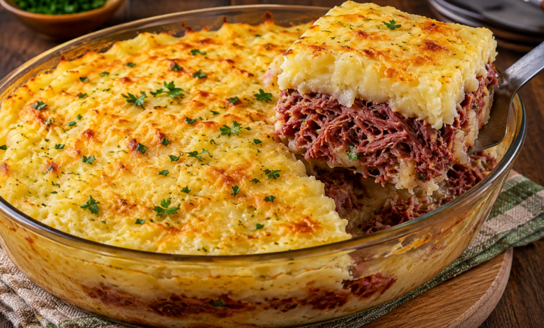 Escondidinho de Carne Seca com Purê Cremoso e Muito Recheio receita